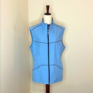 Cutter & Buck Women’s Outdoor Vest – Light Blue/Navy Trim -  XL – Lightweight